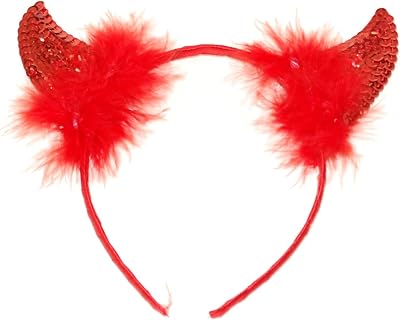 Red Sequin Devil Horns Headband Fancy Dress Hen Night Costume Accessory