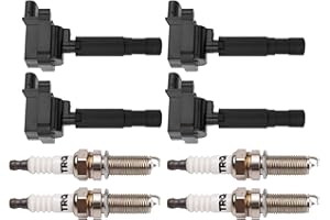 TRQ Ignition Coil and Spark Plug Kit 8 Piece Iridium Spark Plugs Compatible with 2012-2015 Mercedes-Benz C250 2012-2015 SLK250