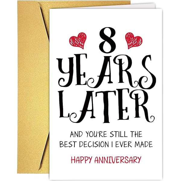 8th Anniversary Copper Gift – Keychain With 2017 Penny, "8 Years Down Forever To Go" For Him Or Her