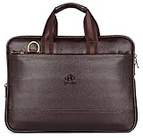 The Clownfish Vegan Leather 14 inch Briefcase |Slim Expendable Bag|Mac book Air|Mac book Pro|13.3 Inch laptop|Up to 14 inch laptop size|Laptop Bag|Slim Bag|(Chocolate)