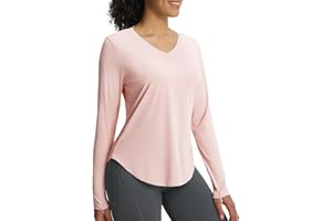 BALEAF Women's Long Sleeve V Neck Sun Shirts UPF50+ Lightweight Quick Dry UV Protection Rash Guard Workout Hiking Running Top