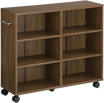 Amazon ぼん家具 完成品 本棚 キャスター付き 隙間収納 木製 ワゴン 押し入れ収納 幅26cm 取っ手が左側 ウォールナット 本棚 オンライン通販
