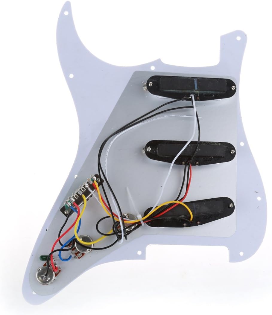 Musiclily 11 Hole SSS Prewired Loaded Pickguard with Single Coil Pickups Set for Strat Style Guitar,3Ply White - Image 4