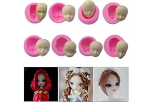 MOLDFUN 8Pcs/Set 3D Baby Face Soft Clay Mold Tools Doll Faces Silicone Mold Fondant Cake Decorating Tools Chocolate Candy Polymer Clay Soap Resin Moulds
