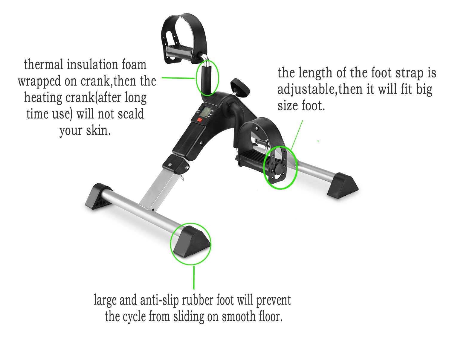 Pedal Exerciser Mini Desk Cycle Exercise Bike with LCD Monitor Foldable (black/grey)