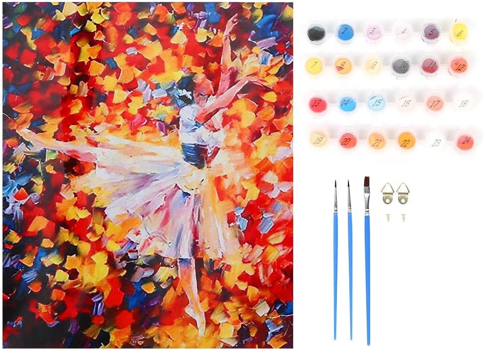 DIY Oil Painting Paint by Number Kits, Dancing Girl Pattern Colorful Oil Painting Kit Exquisite