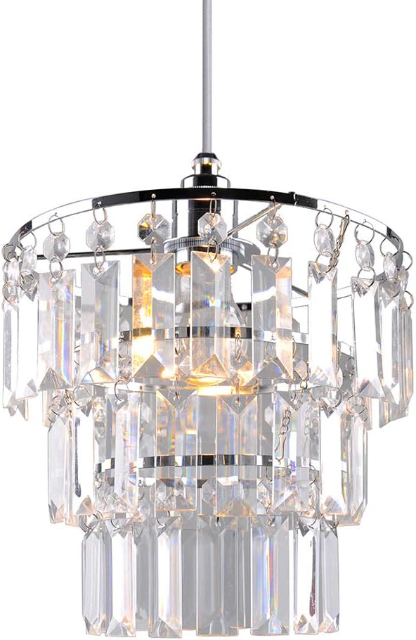 SHINY STAR Crystal Light Shade Modern Chrome Chandelier 3 Tiers PS02CLR