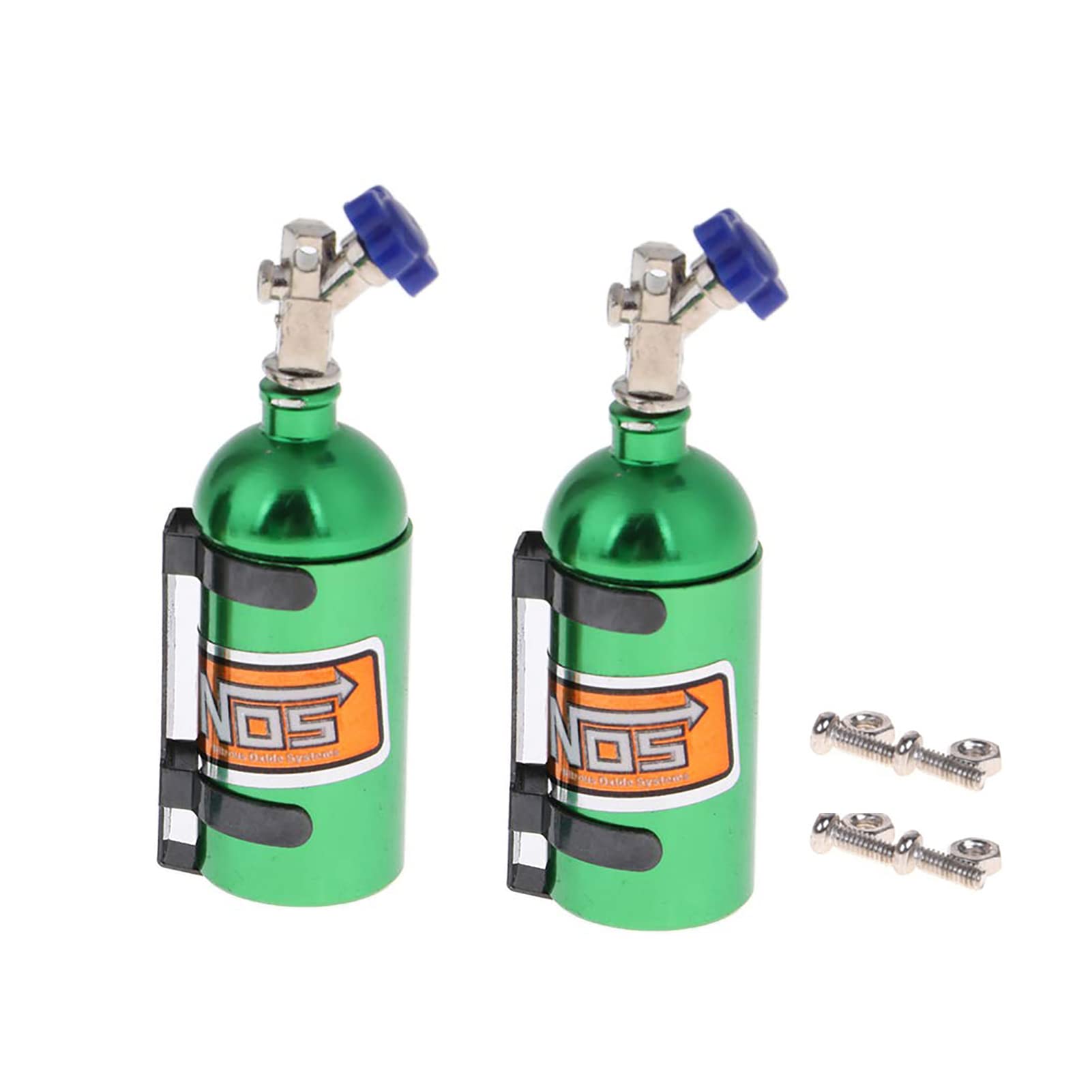 KEEDA 2 PCS Metal Simulated NOS Nitrogen Bottle with Bracket for 1/10 RC Crawler Car TRX4 D90 Axial Scx10 Decoration Accessories (Green)