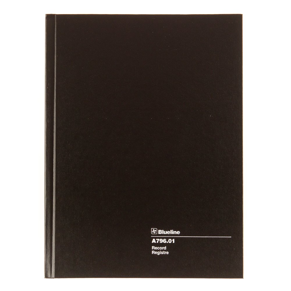 Blueline Record Book, Black, 10.25 x 7.69 inches, 200 Pages (A796.01