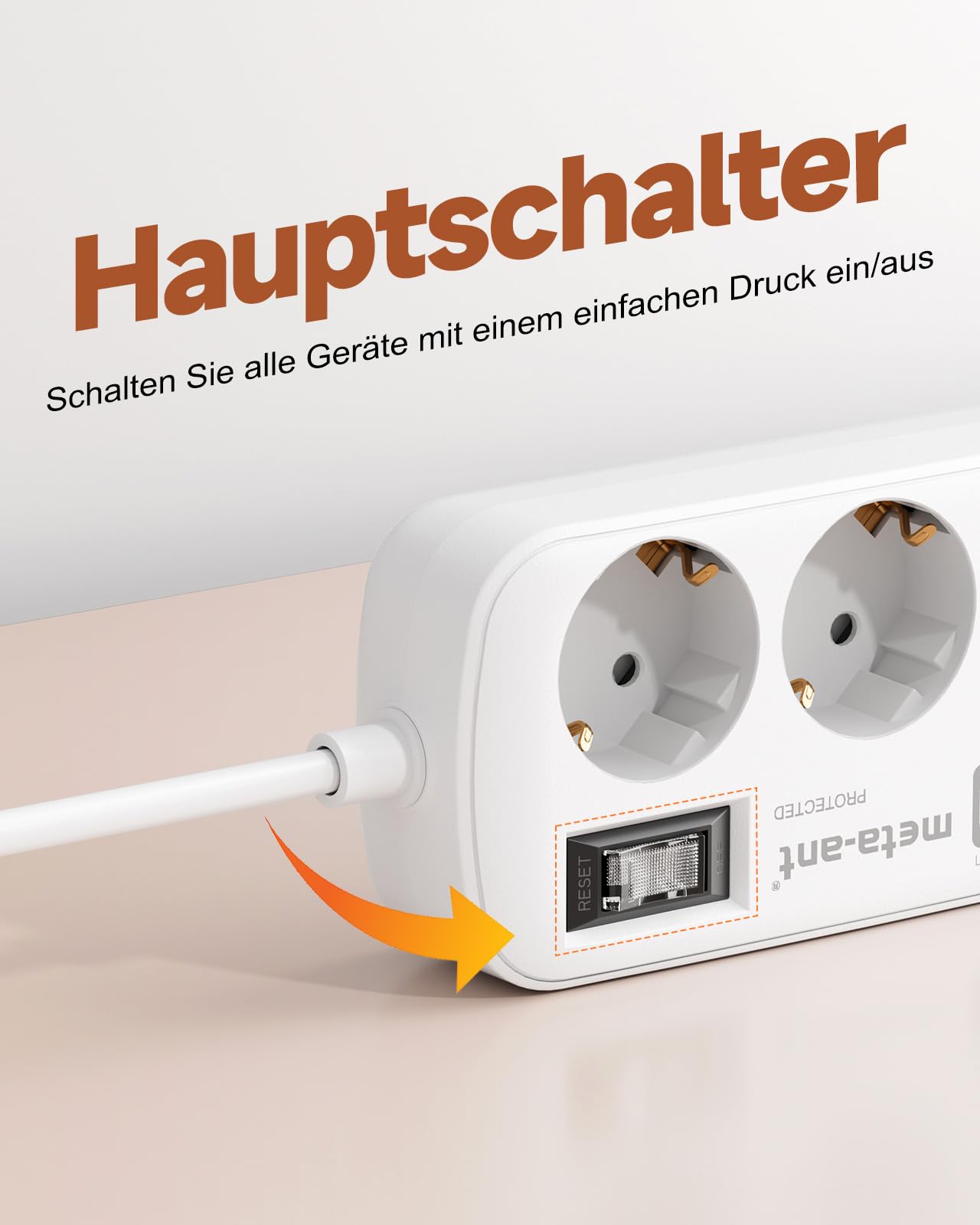 Steckdosenleiste mit USB 3.4A 17W, 3 Fach steckdosenleiste mit überspannungsschutz 4000W, Socket with 4 USB (2 USB-C), 1.5m, Steckdosenleiste Wandmontage für Heim Büro, Weiß 7