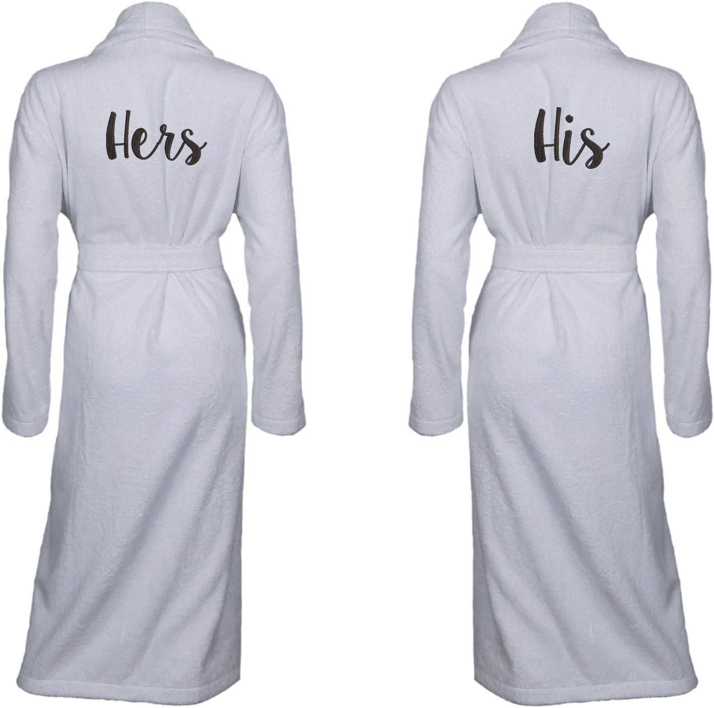 aztex 100% Cotton Set of 2 His and Her Robes, 450gsm, Cotton, Wedding Gift, White