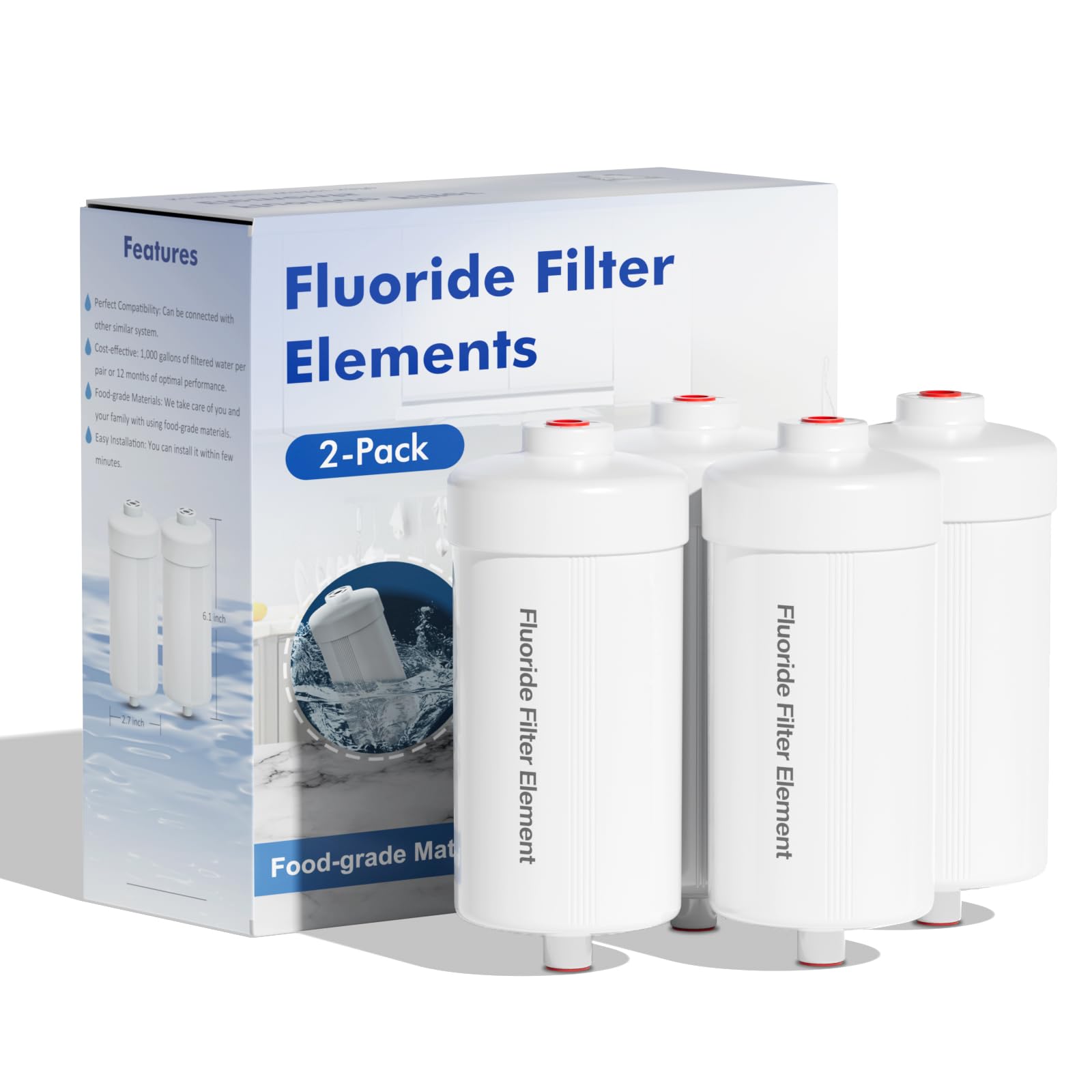 Photo 1 of Purewell FL-2 5-Stage Fluoride Purification Elements, Replacement for Berkey® PF-2® Fluoride Filters, Berkey® and Purewell Gravity Filtration System,Natural filter material (White, 4 Pack, K Series)