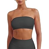 YEOREO Strapless Bandeau Sports Bra for Workout Seamless Tube Top Gym Padded Wireless Bra