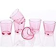 Srgeilzati Heart Shot Glasses Set, Pink Shot Glass Cute For Bar Cart Accessories 1.5oz (6, Pink)
