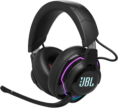 Quantum 910 Auriculares True Wireless Bluetooth, con cancelación de ruido adaptable, función gaming y carga, micrófono boom incorporado, negro