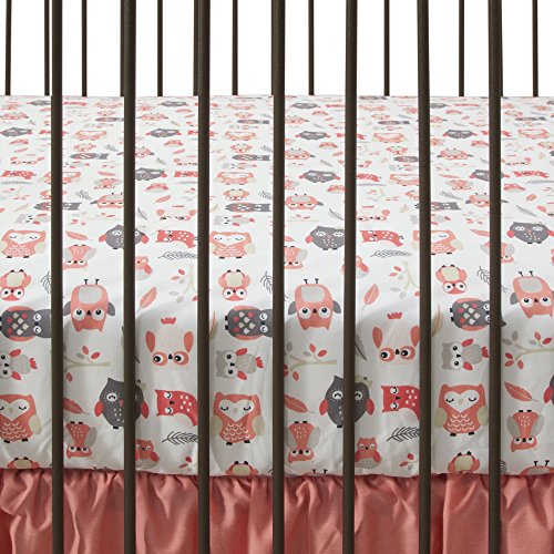 Lambs & Ivy Family Tree Coral/Gray/Gold Owl 4 Piece Crib Bedding Set Pricepulse
