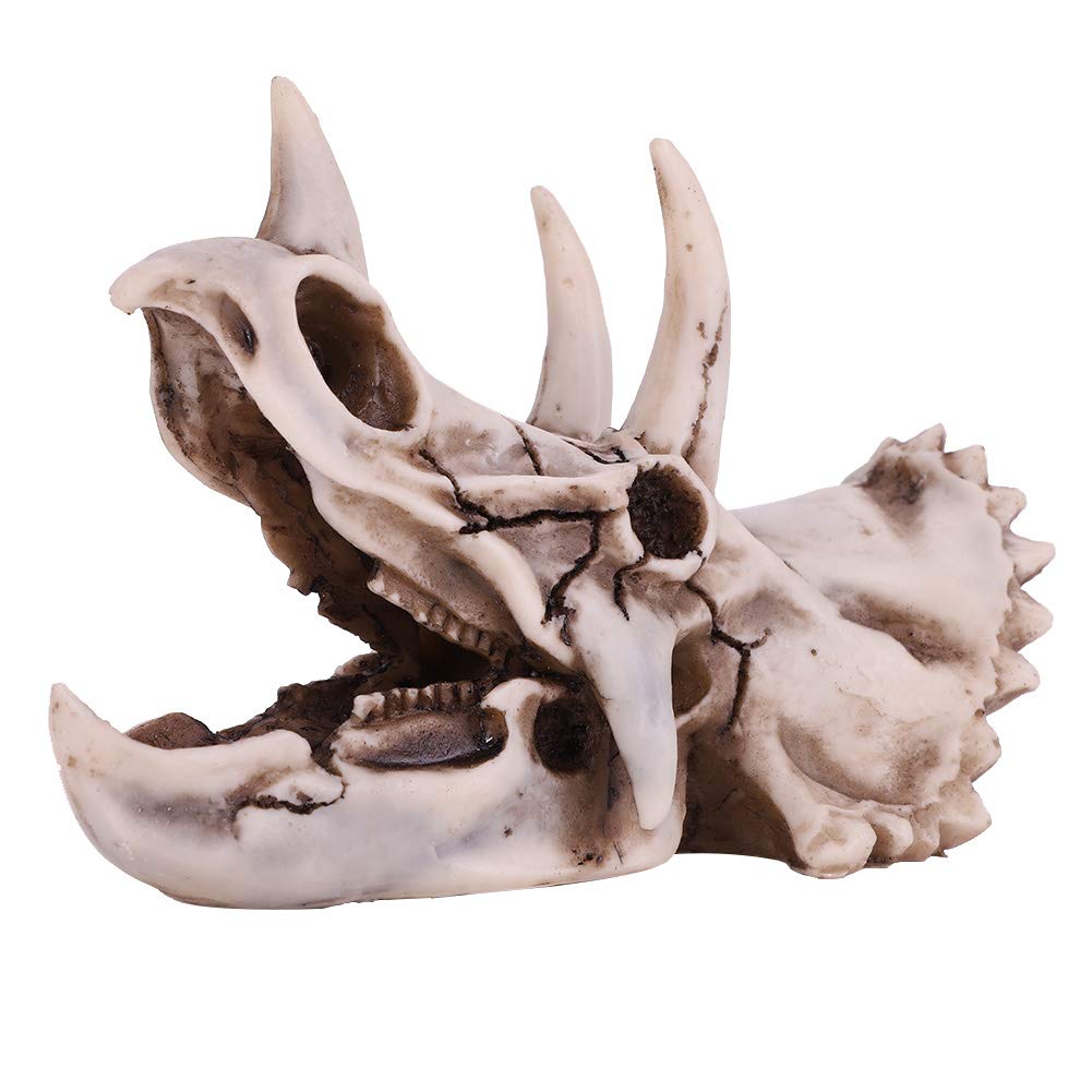 SEAFRONT Resin Dinosaur Triceratops Skull Model Simulated Dinosaur Skeleton Prehistoric Collectible Ornament Home Office Display Decorative Craft