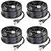 Five Star Cable RG59 Siamese Cable for AHD, TVI, CVI and HD-SDI Camera System with BNC connectors and 2.1mm Power Jack for Plug and Play Connections (100 Ft, Black (4-Pack))