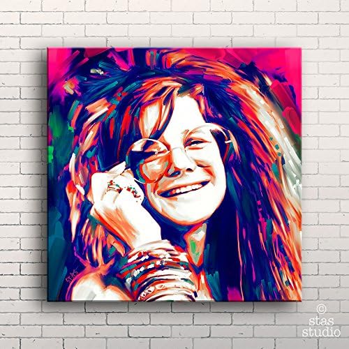 JANIS JOPLIN - Painting Giclee CANVAS PRINT by Stas Studio (Medium 14" x 14" / MOUNTED Gallery Wrap)