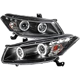 Dual Halo Projector Headlights (Black Housing/Clear Lens) Made for and Compatible with 2008-2012 Honda Accord Coupe