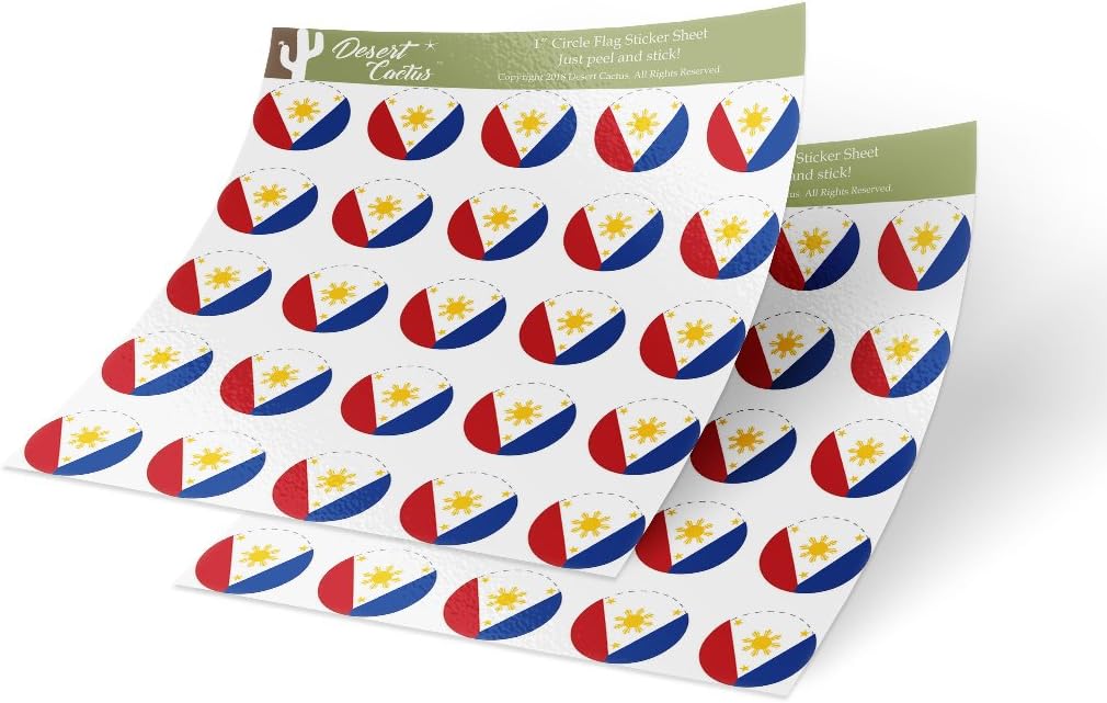 Amazon Com Philippines Country Flag Sticker Vinyl Decal 1 Inch Round Two Sheets 50 Total Pieces Kids Logo Scrapbook Car Laptop Filipino Philippine C