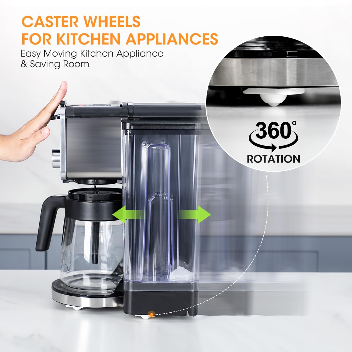 Aieve Self Adhesive Caster Wheels, 8 Pack Appliance Rollers for Kitchen Appliances, Small Appliance Wheels, Mini Swivel Wheels for Countertop