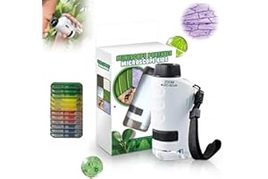 ATFIRST Pocket Microscope for Kids, 2025 Mini Microscope for Kids, Pocket Microscopewith LED Light, Your Little Scientist Miniscope, 60X-120X Handheld Pocket Microscope with Specimen Slide(White,1pcs)