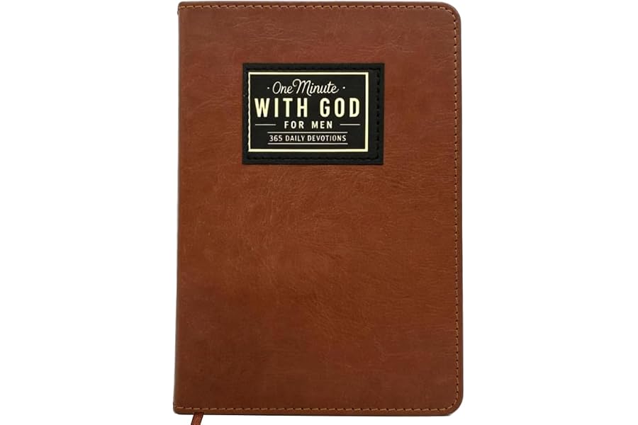 One Minute with God for Men - Daily Devotional and Prayer Journal, 365 Days of Bible Prayer Tracking Diary Brown Leather Cover