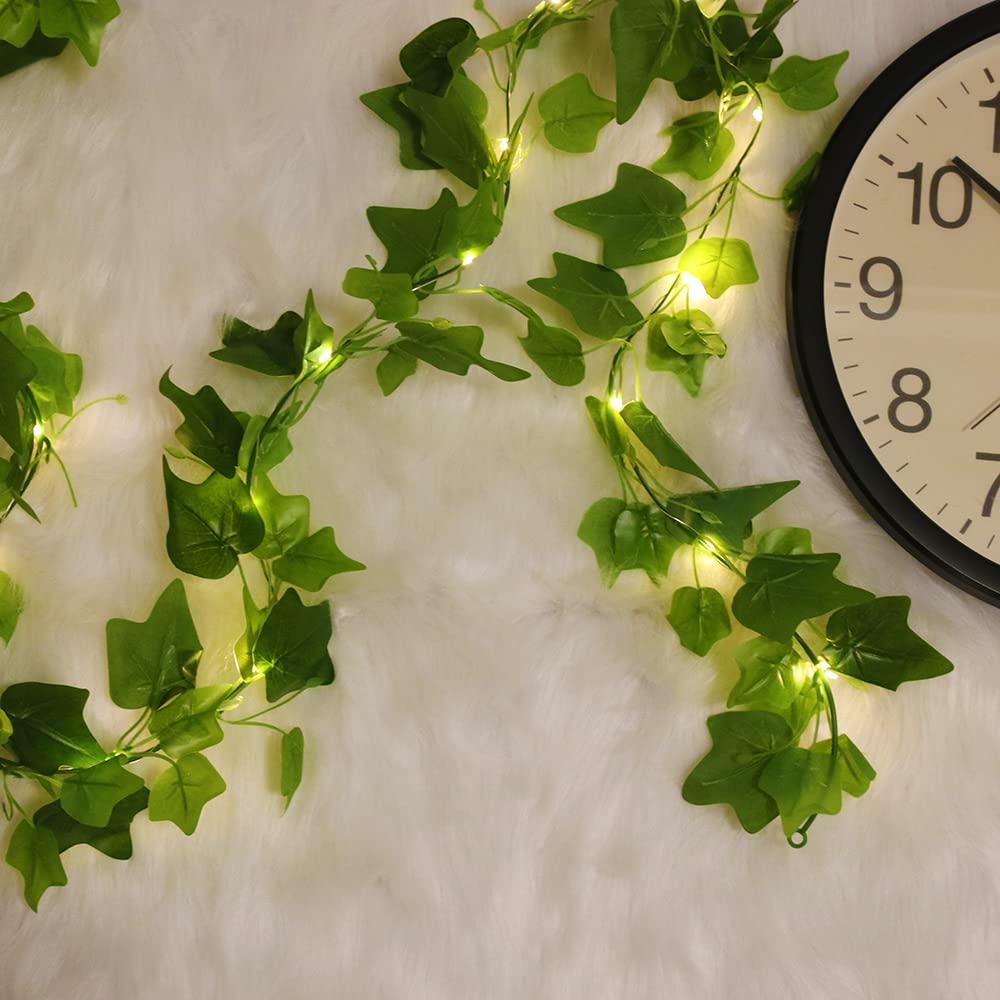 buywin Ivy Vine Fairy String Lights, Artificial Leaves Garland Light Strings, Fake Ivy Wall Hanging Decor for Christmas Wedding Party Event Home Decor(Star Ivy) — image 1
