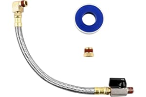 QWORK Extended Tank Drain Valve Assembly Kit for Air Compressor, Including 10 Inches Air Compressor Tank Drain Hose 1/4 inch 