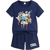 Cakaner Tween Boys Summer Clothes 2 Piece Short Sleeve Graphic T-Shirt and Shorts Casual Outfit Set Size 7-14