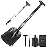 AKOZLIN Telescopic Emergency Snow Shovel with Ice Scraper and Carrying Bag Folding Aluminum 21.2”-32.3” Retractable Emergency
