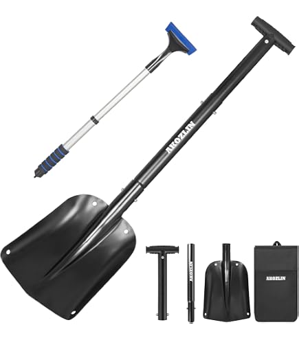 Snow Shovel, 5-in-1 Retractable Tool With Extendable Handle – Pivoting Brush Head And Foam Grip – Versatile Snow Removal Kit With Storage Bag For Cars, Trucks, SUVs, Camping, And Outdoor Use