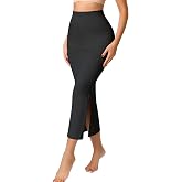 ANNZHIBRA Half Shapewear Slip for Women Tummy Control Maxi Skirt | High Waist Shapewear Long Slip Skirt with Side Slit &amp; Removable Drawstring