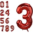 40 Inch Jumbo Red Number 3 Balloon Giant Balloons Prom Balloons Helium Foil Mylar Huge Number Balloons for Birthday Party Decorations/Wedding/Anniversary