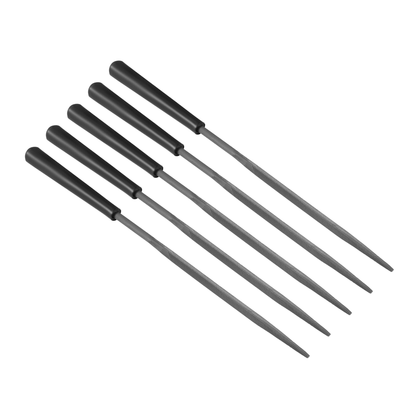CoCud Triangular Needle File, 0.12" Shank Size 5.5" Total Length, Steel Rasps Files with Nonslip Handle - (Applications: for Workshops), 5-Pieces