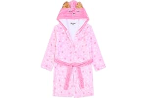 Jxstar Girls Bathrobes Kids Hooded Robes Pajamas Plush Soft Coral Fleece Sleepwear