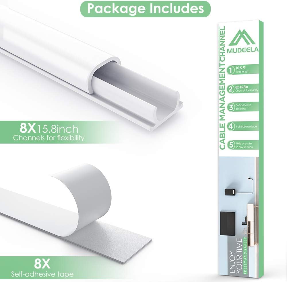 MUDEELA OneCord Cable Trunking, Mini Cable Cover, PVC Wire Molding