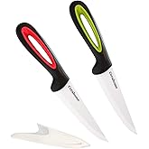 Cerahome Ceramic knife Super Sharp 4-inch Utility Knife Fruit Paring Knife Set with Sheath, Kitchen knives Sets for Cutting B