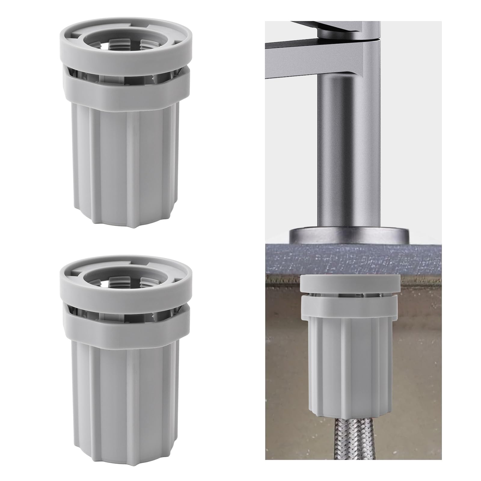 UFURMATE Faucet Fixing Nut, 2 Pcs ABS Plastic Faucet Lock Nuts Quick Installation Faucet Anti-loosening Nut Hot Cold Water Faucet Lock Nuts Faucet Fixing Accessories for Kitchen Bathroom (32mm)