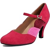 graceretro Women's Mary Jane Close Round Toe Vintage 1950s Heels Ankle Straps Retro 1920s Victorian Pumps 1930s Shoes