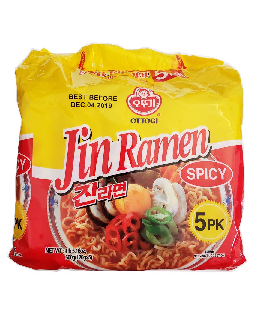 Amazon Com Ottogi Jin Ramen Spicy 5 Packs Grocery Gourmet Food