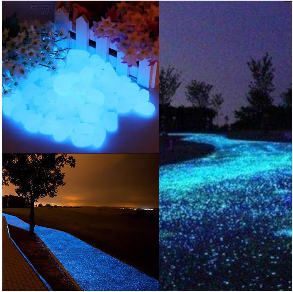 Hardscaping Materials - TR318 Glow in The Dark Garden Pebbles Stone for Walkway Yard and Decor DIY Decorative Gravel Stones in Blue(100PCS)