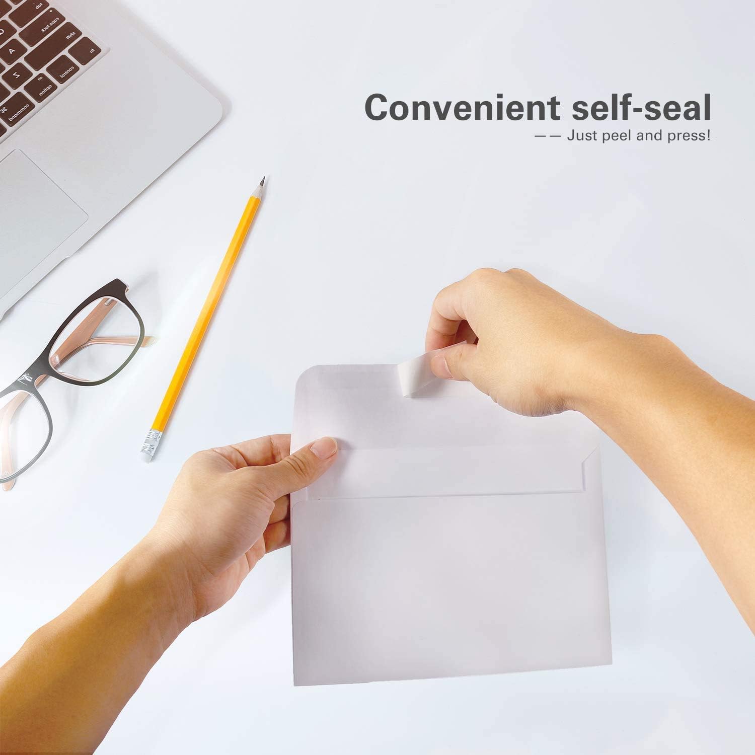 Ohuhu A7 Printable White Envelopes 5X7 100 Pack - Quick Self Seal, for 5x7 Cards, Perfect for Chirstmas Cards, Weddings, Invitations, Photos, Graduation, Baby Shower, 5.25 x 7.25 inches A7 : Office Products
