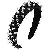 YISSION Punk Rivet Headband for Women, Black Spiked Hair Hoop, Edgy Rock Style Hair Accessory for Party, Concert, Daily Styling