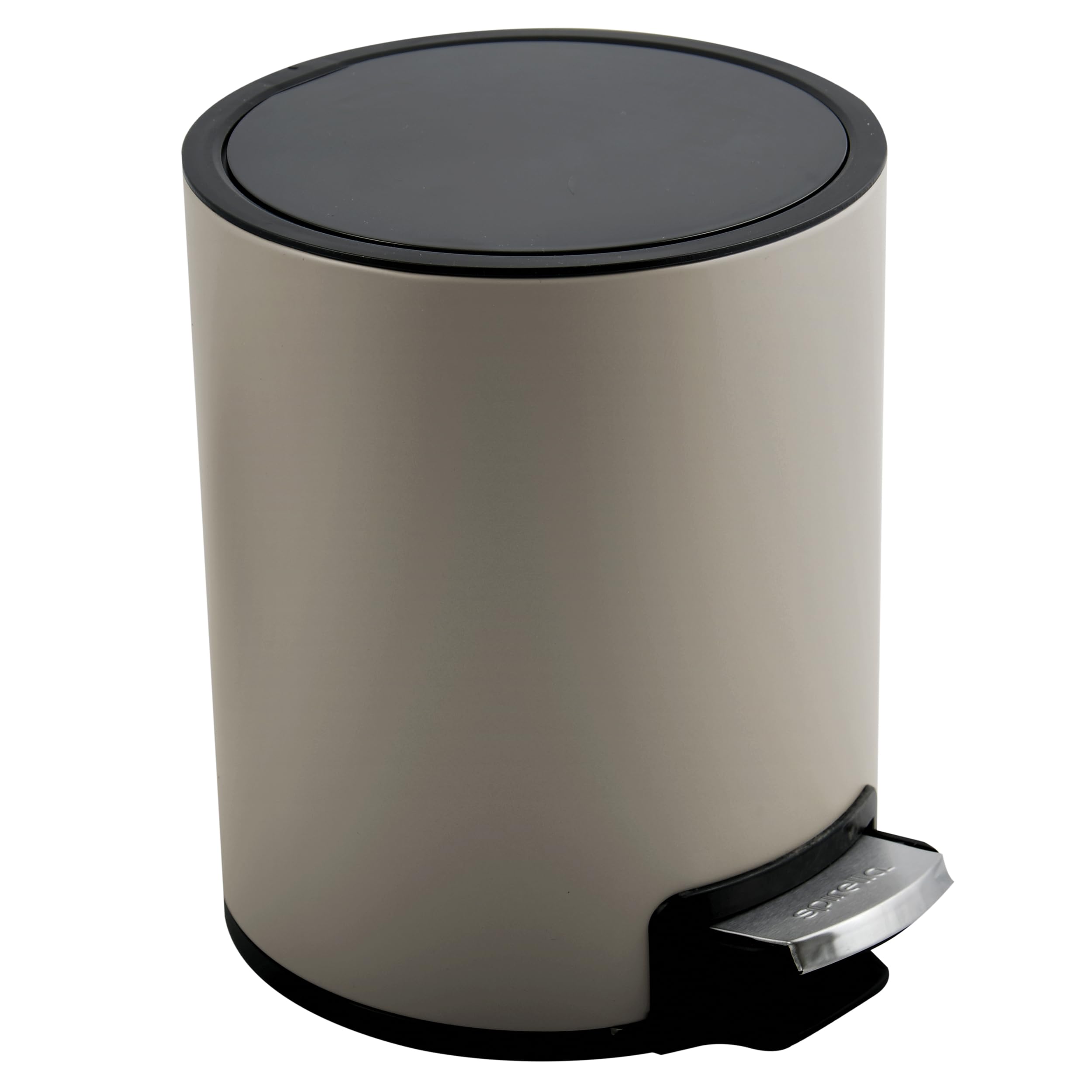 Spirella Riku Cosmetic Bin 3 Litres Stainless Steel with Soft-Close Mechanism and Inner Bucket Soft Close Metal and Plastic Taupe Mat