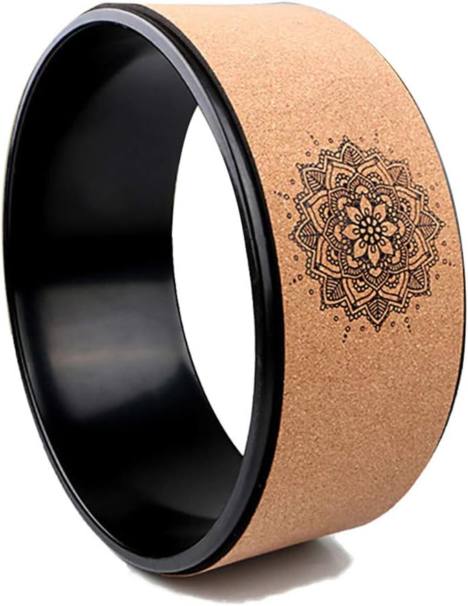 iSunday Professional Cork Sport Dharma Yoga Wheel Stretch Yoga Circle Pilates Ring for Improving Yoga Posture and Back Roller for Home Beginner