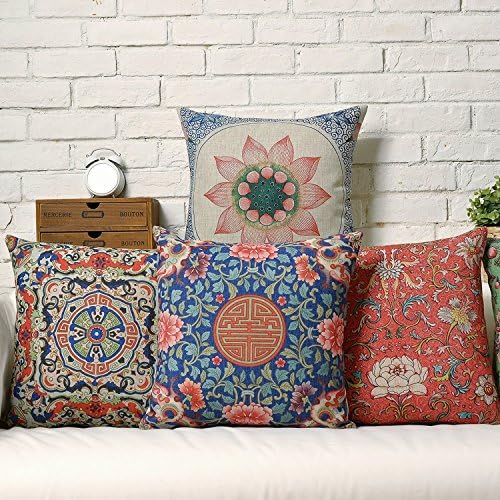 Yoovimin4pcs Throw Pillow Case Decorative Cushion Cover Pillowcase for Sofa China Style 18 "X18 " (CNB06)