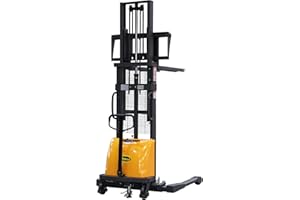 APOLLOLIFT Semi-Electric Stacker, Pallet Stacker 3300 lbs Capacity 118" Lifting Height, with Straddle Legs and Adjustable Forks