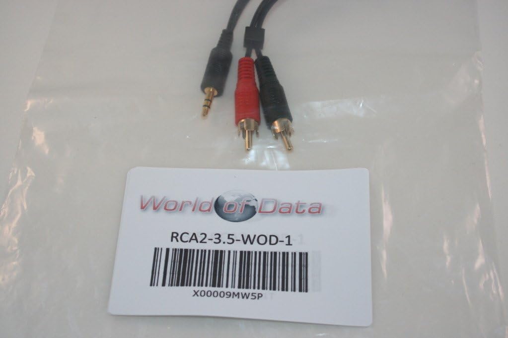 World of Data 2m AudioPro 3.5mm Audio Jack to Twin RCA Cable 2m - 24k Gold Plated - Bi-Directional - Audio - Stereo - Male to Male - 2m - Image 3